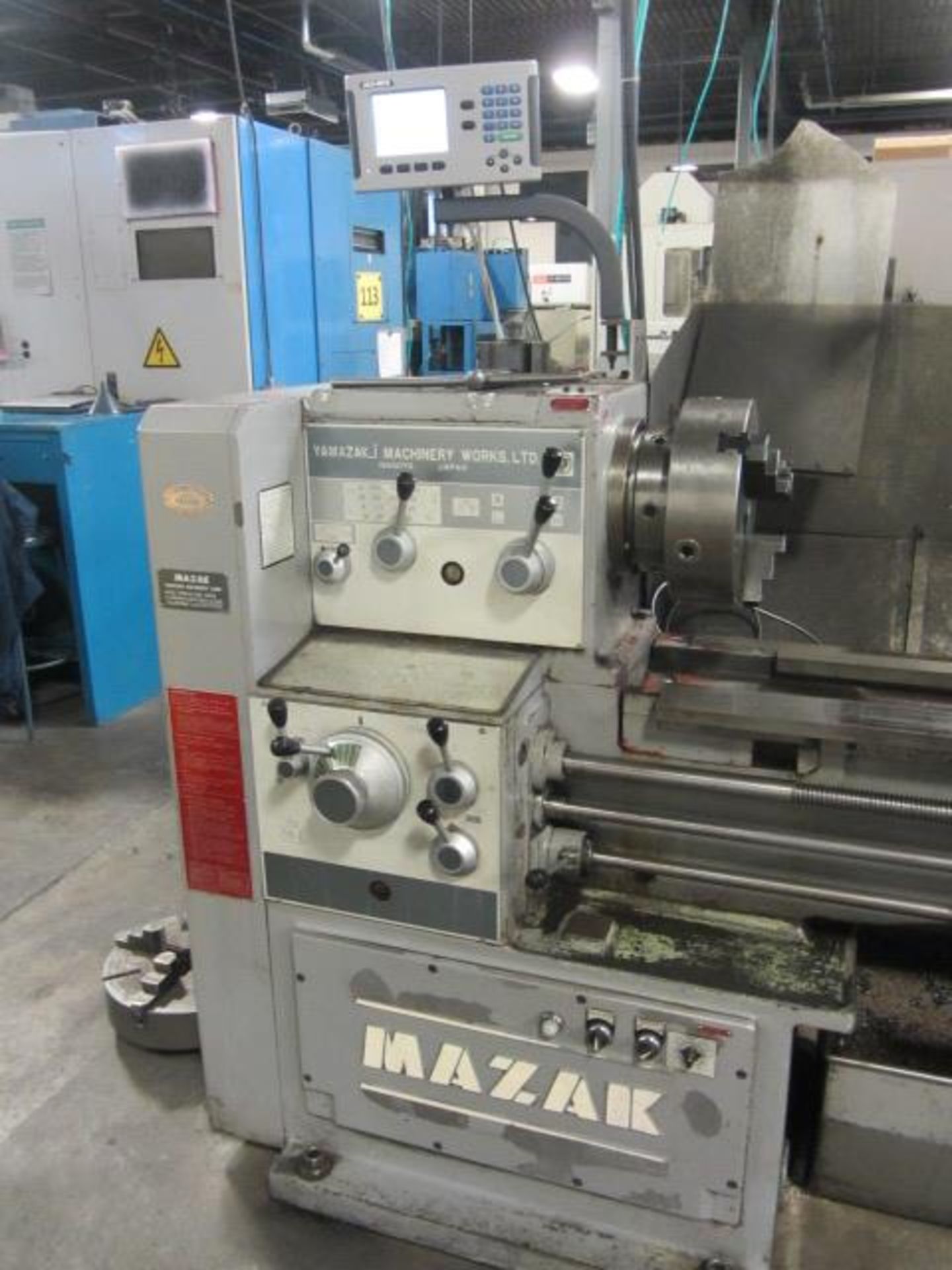 Mazak 20'' x 60'' Engine Lathe with Taper Attachment, 12'' 3-Jaw Chuck, 15'' 4-Jaw Chuck, 3-1/4'' - Image 4 of 9