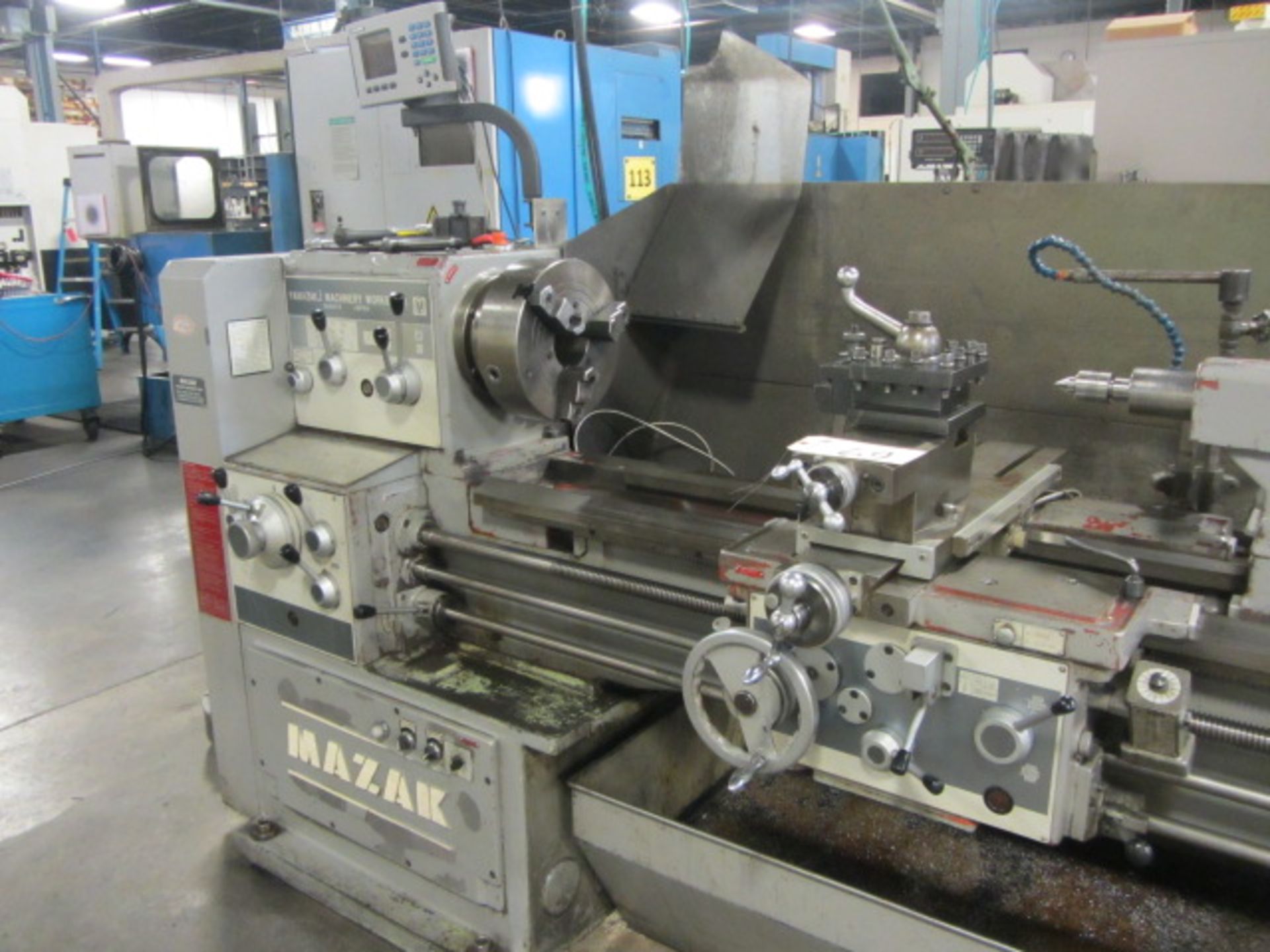 Mazak 20'' x 60'' Engine Lathe with Taper Attachment, 12'' 3-Jaw Chuck, 15'' 4-Jaw Chuck, 3-1/4'' - Image 3 of 9