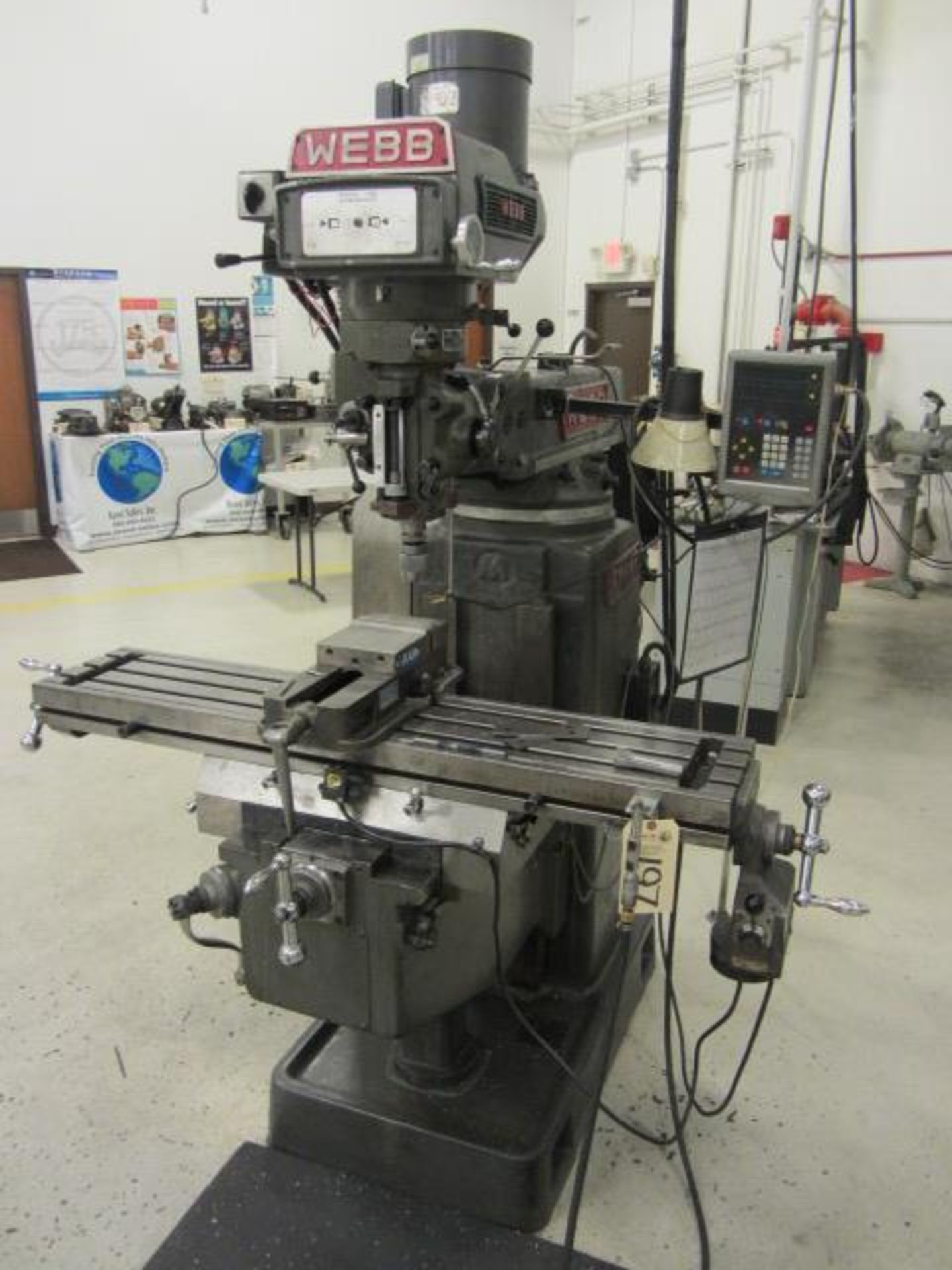 Webb 4VH / JTM1 Variable Speed Vertical Knee Mill with R8 Spindle Speed to 4200 RPM, 9'' x 42''