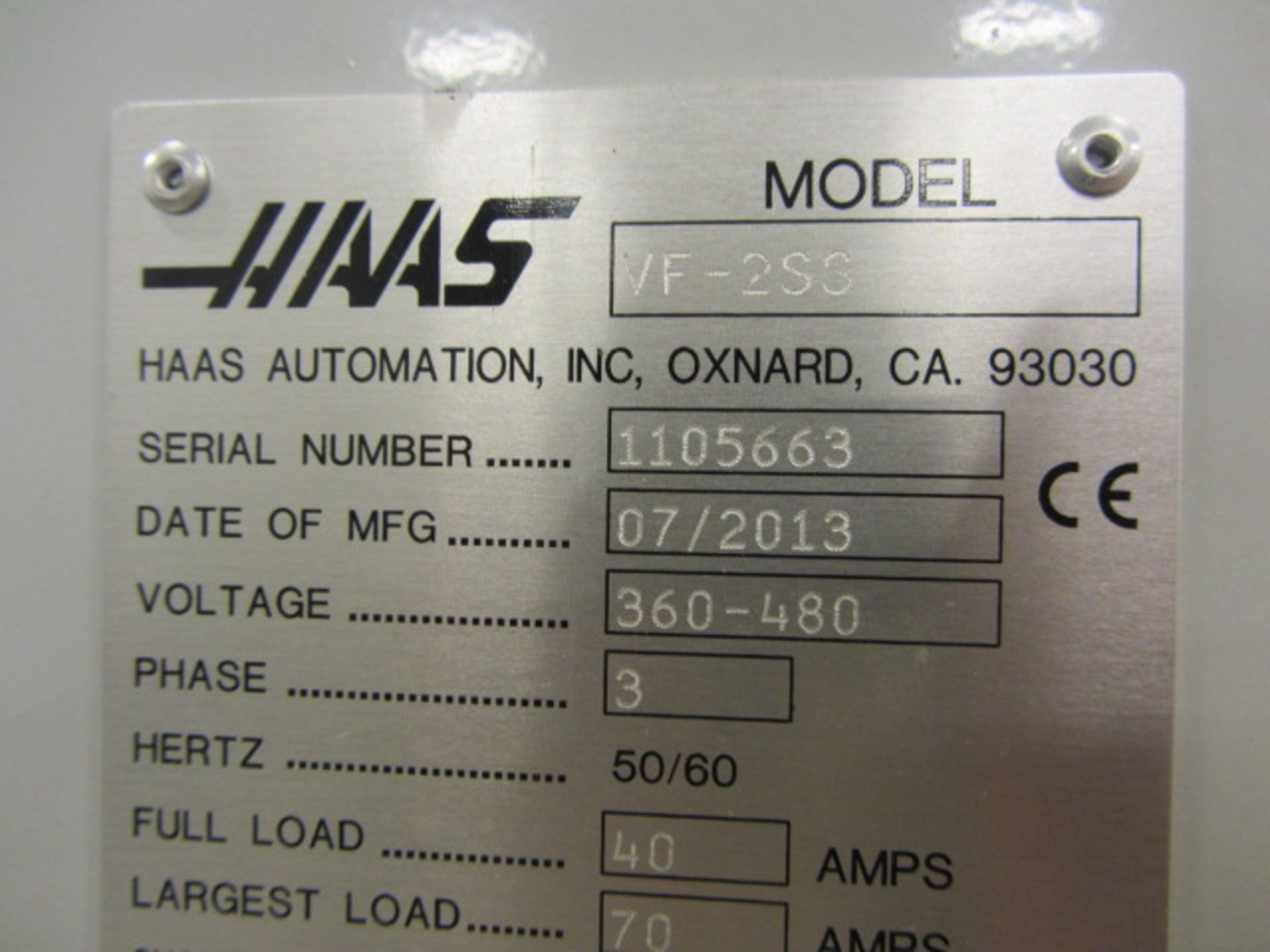 Haas VF-2SS Super Speed CNC Vertical Machining Center with 36'' x 14'' Table, #40 Taper Spindle - Image 10 of 11