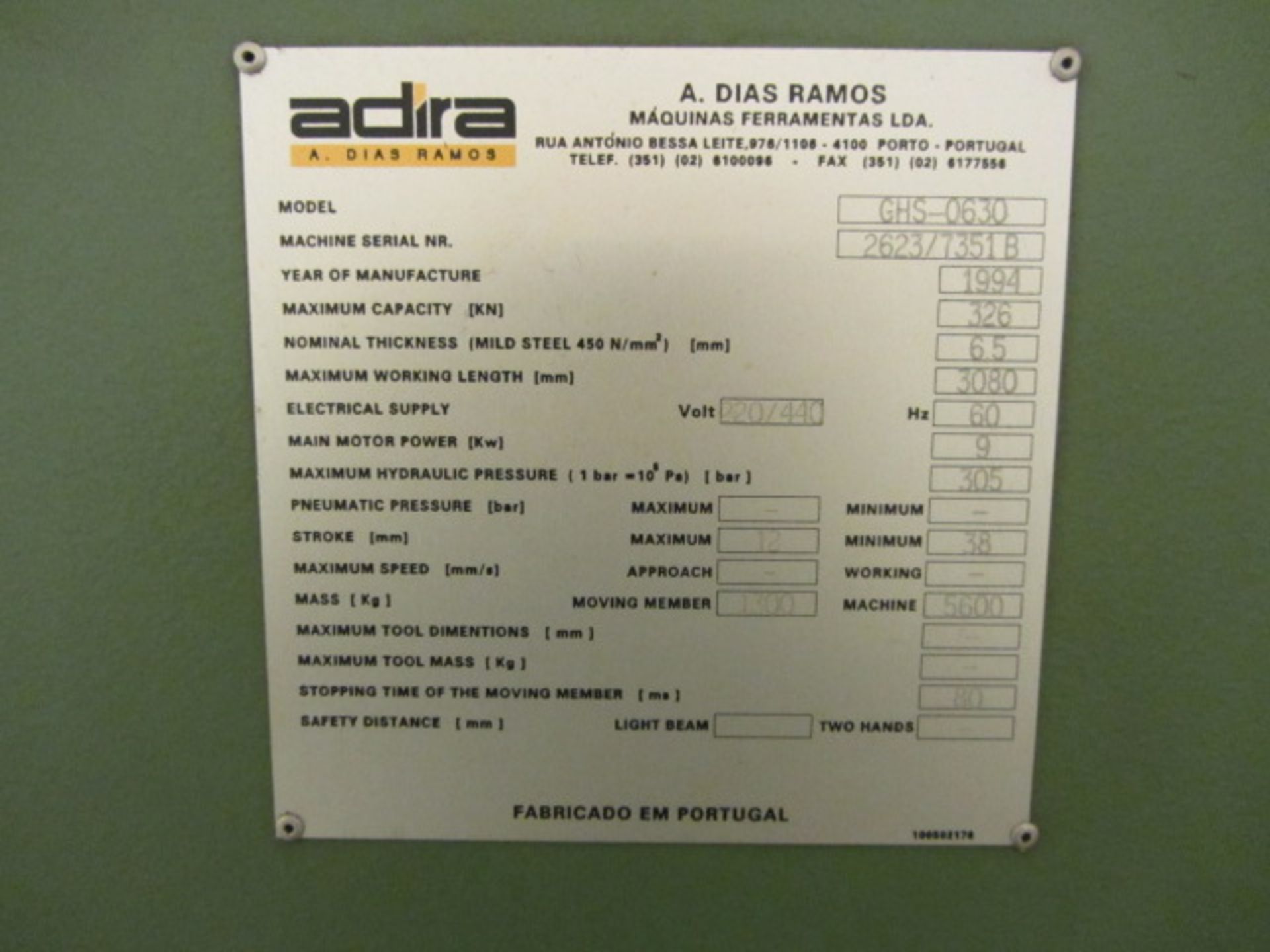 Adira 10' x 1/4'' Hydraulic Squaring Shear GHS-0630 with Rake & Clearance Adjustments, Front - Bild 11 aus 11