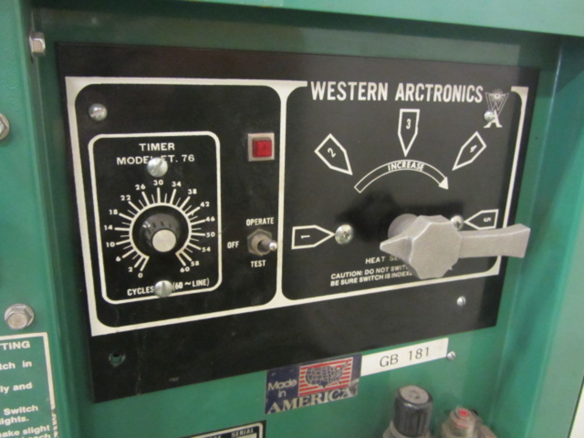 Western Arctronics 30 KVA Spot Welder with 1 Phase, Timer, Controls, Remote Foot Pedal Control, sn: - Image 3 of 6