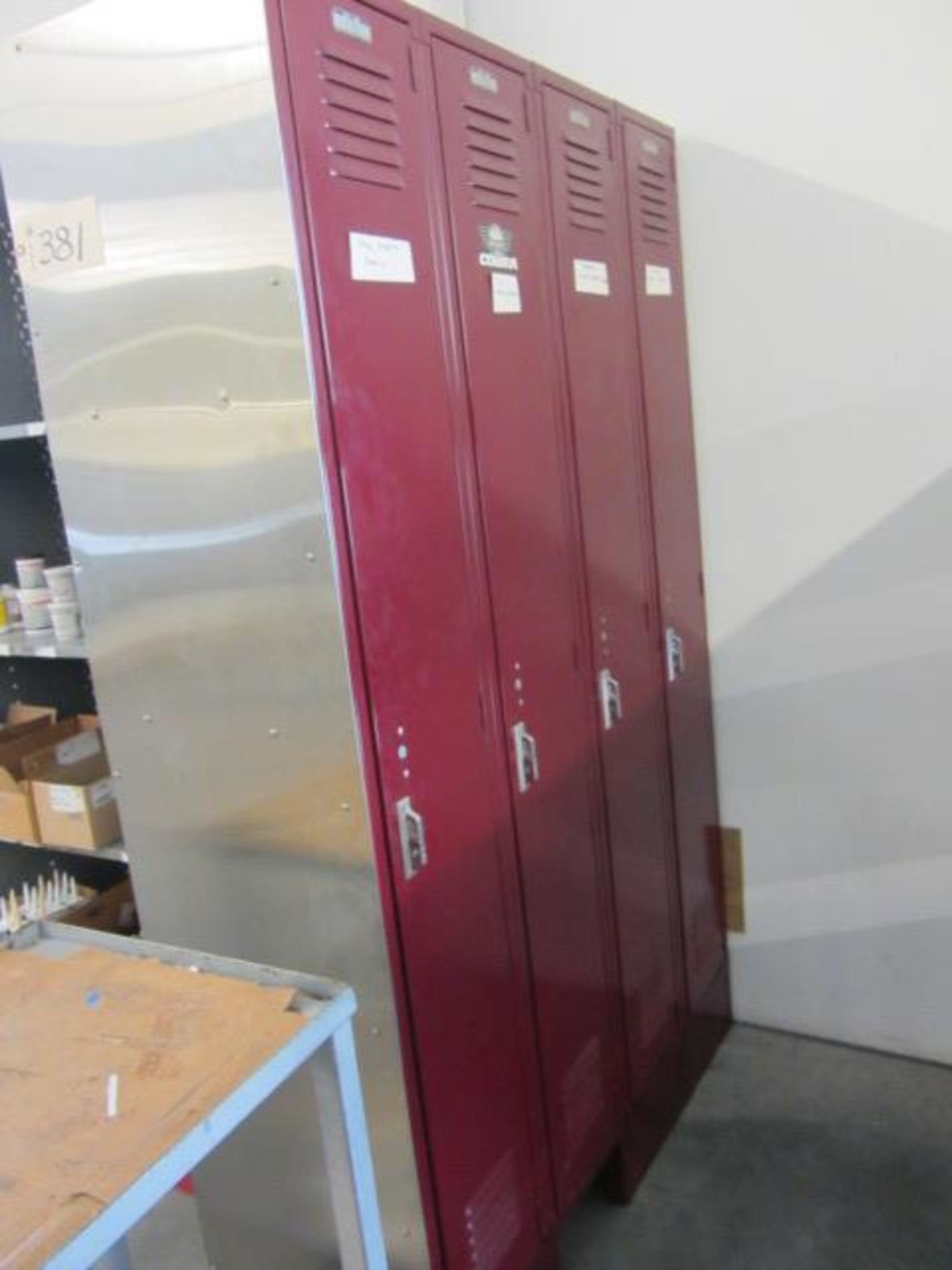 Lockers with Electrical Supplies & Shelving (along wall)