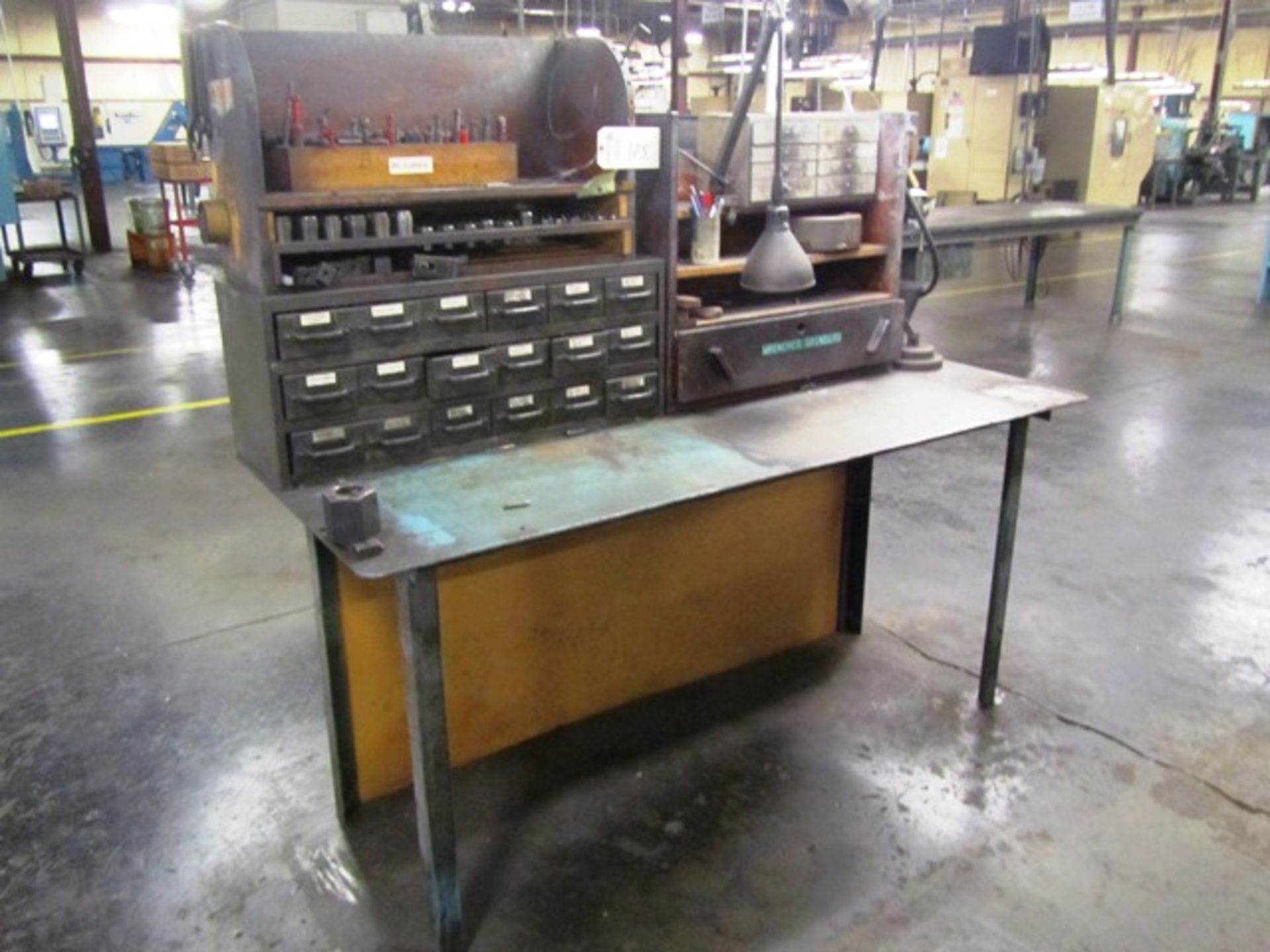 Steel Table with Parts Cabinet & Spring Collet Set