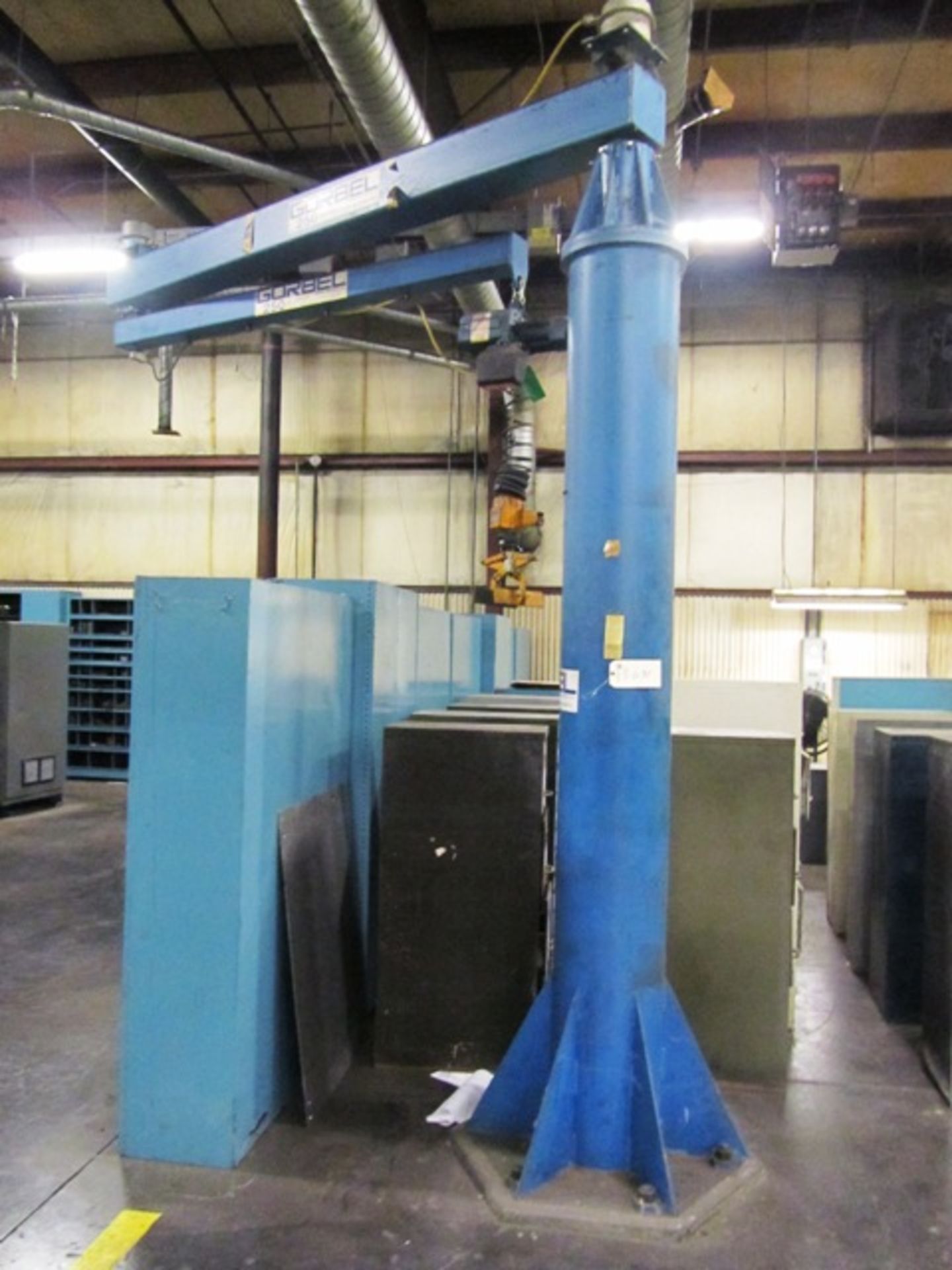 Gorbel 250lb Capacity Free Standing Jib Crane with Demag 250lb Capacity Electric Hoist