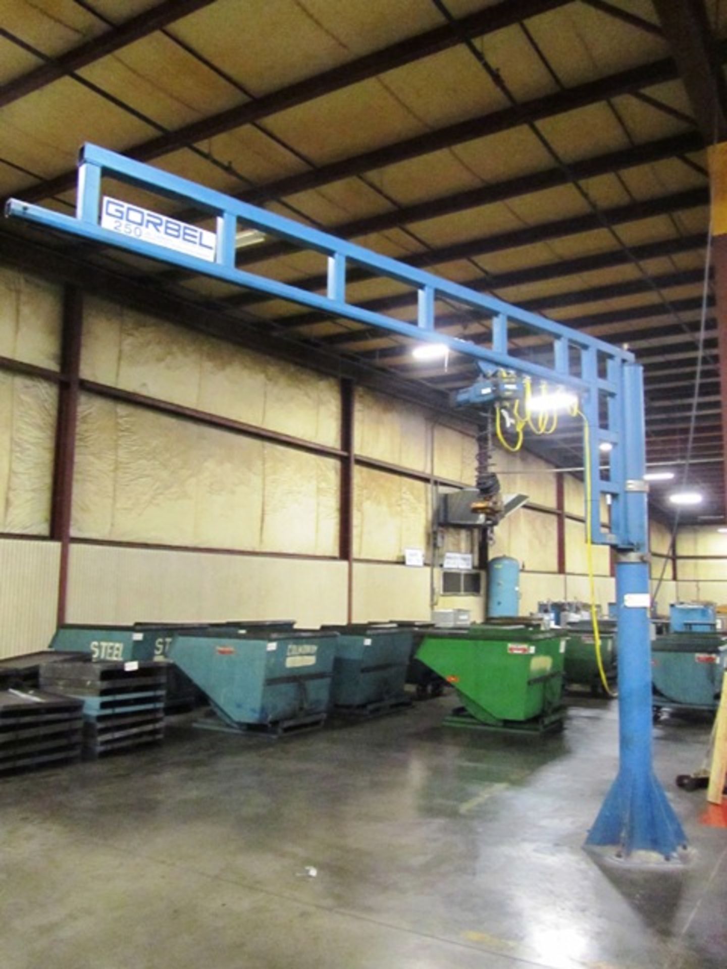 Gorbel 250lb Capacity Free Standing Jib Crane with Demag 250lb Capacity Electric Hoist