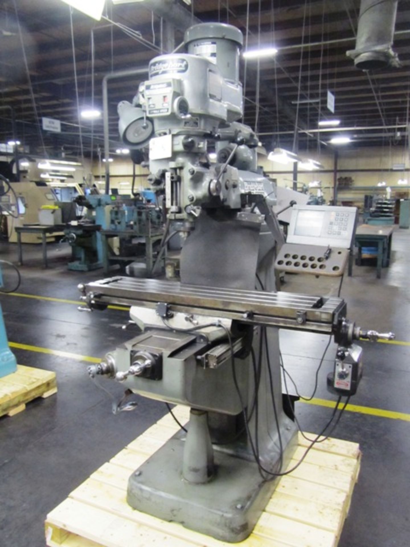 Bridgeport Vertical Milling Machine with 9'' x 42'' Power Feed Table, R-8 Taper, Spindle Speeds to