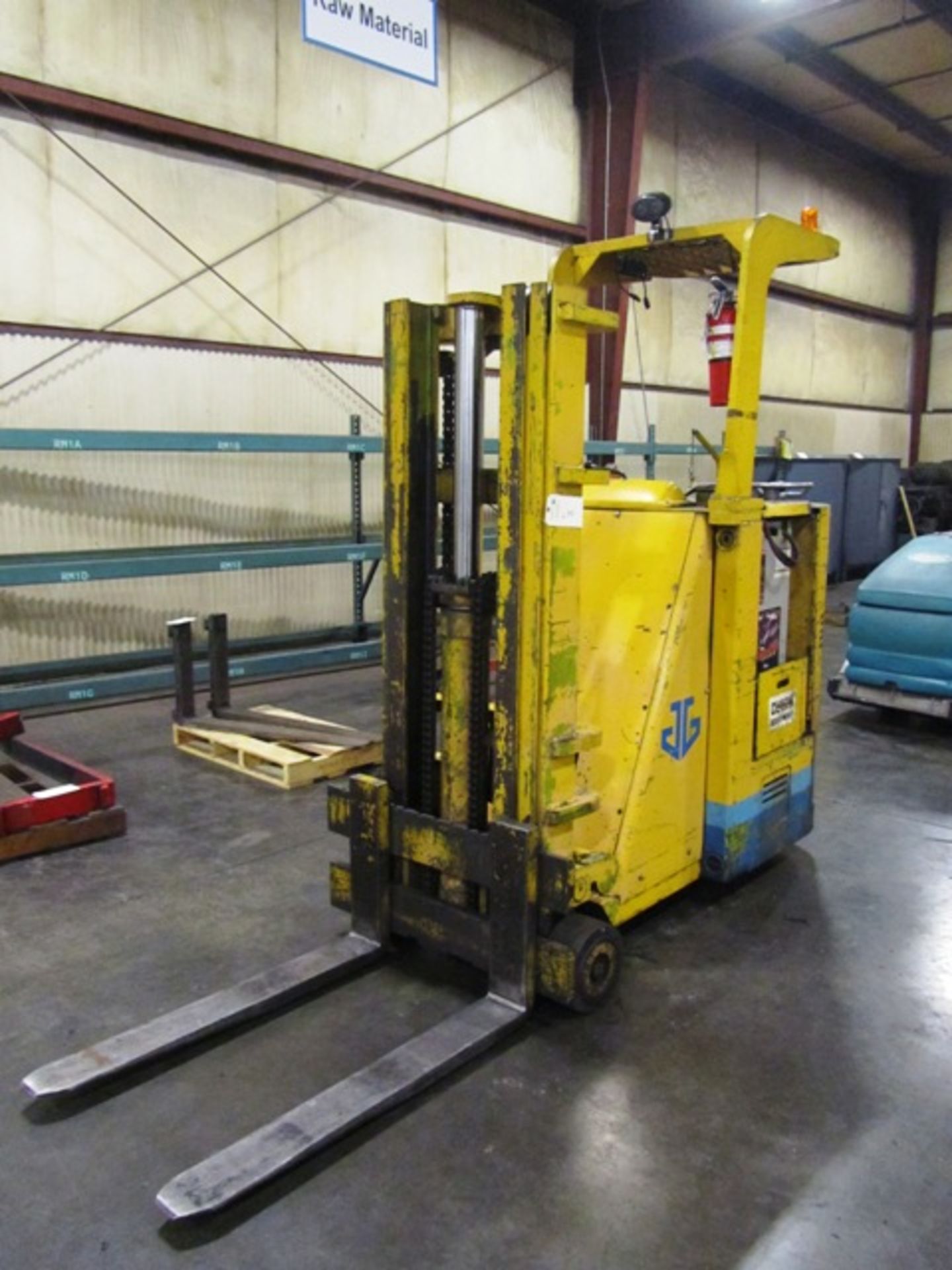 Clark NST40 Narrow Aisle 3700lb Capacity Stand Up Battery Forklift with 3-Stage Mast, 42'' Forks,