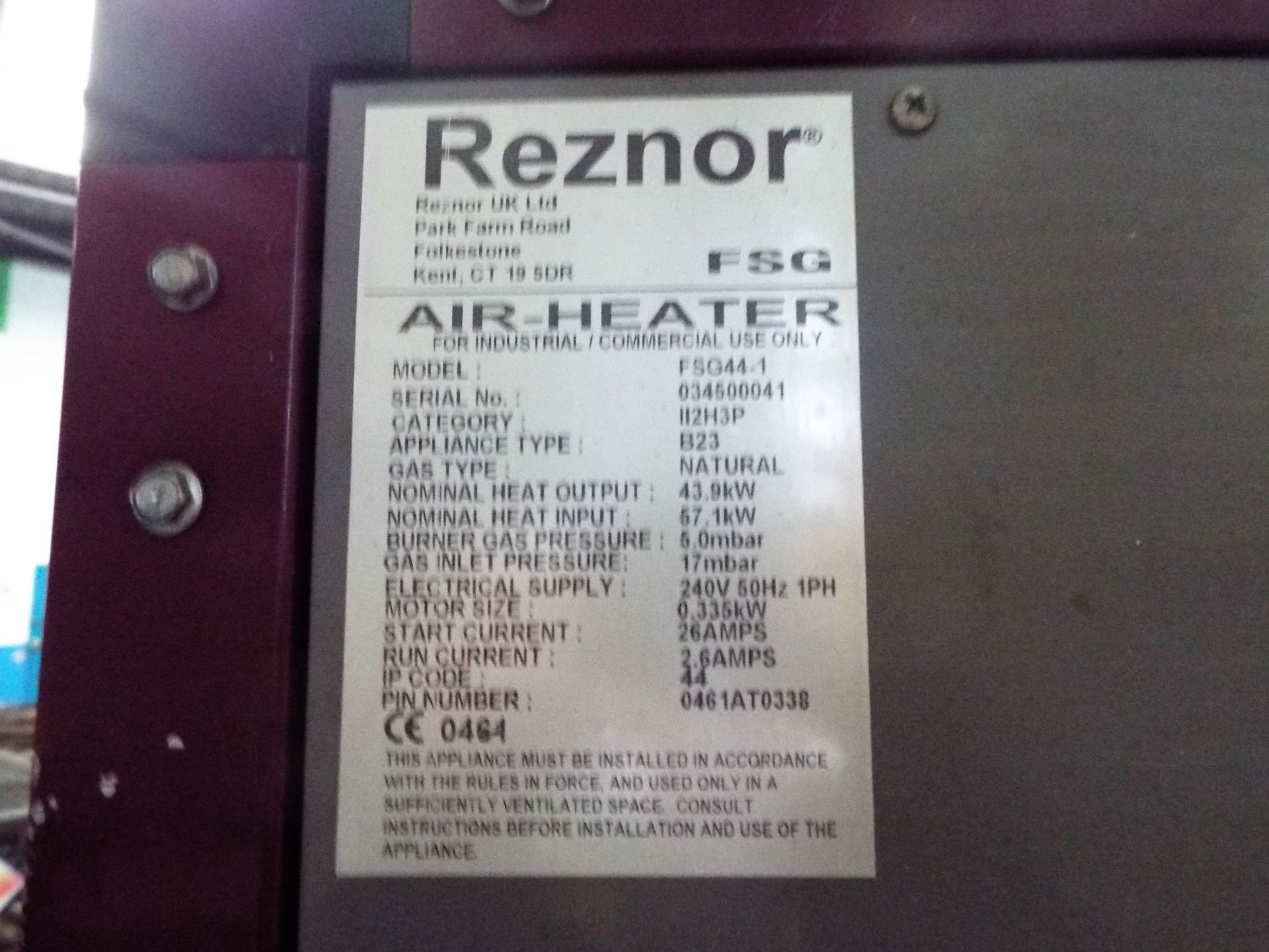 REZNOR AIR HEATER - Image 4 of 7