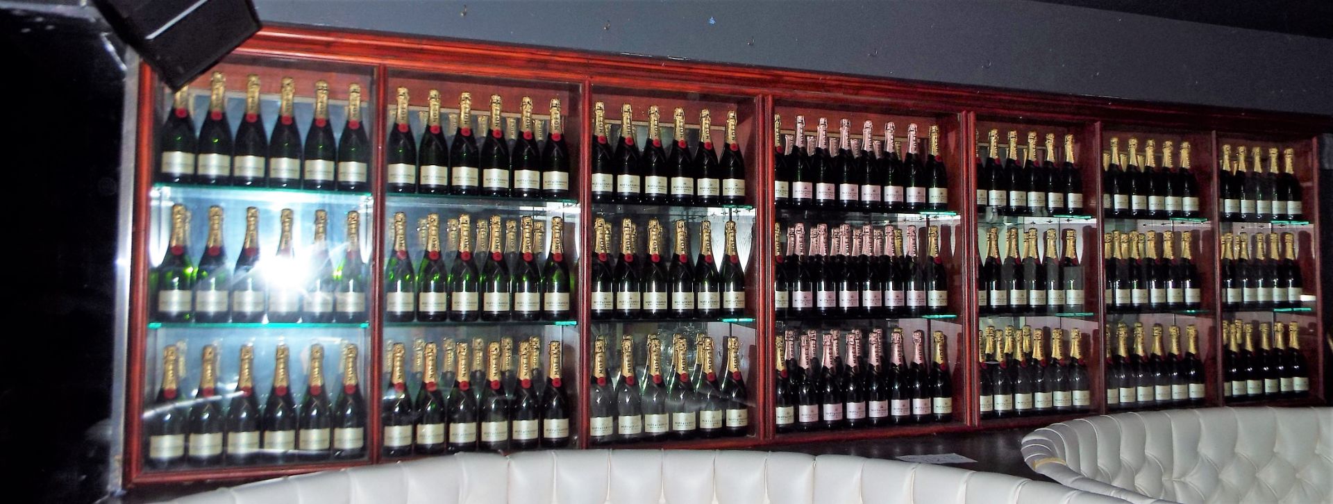 Feature Glass Display Unit With Champagne Bottles (Empty)