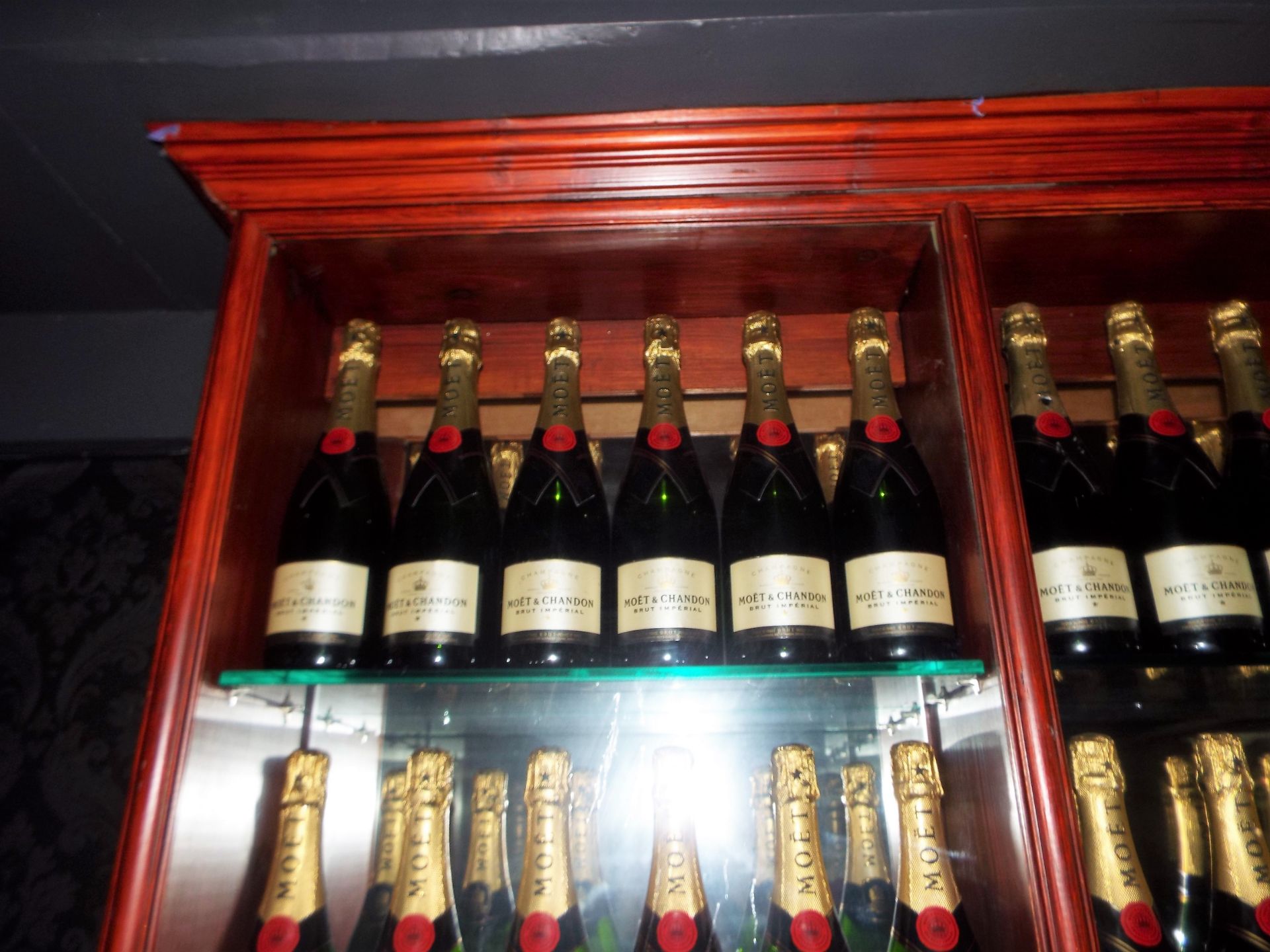 Feature Glass Display Cabinet With Empty Champagne Bottles - Image 3 of 3