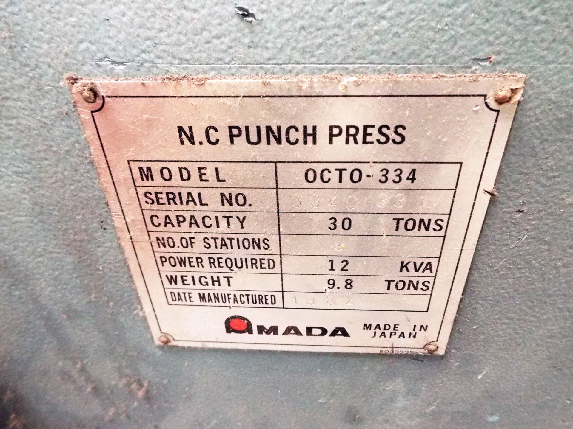 Amada Octo 334 NC Punch Press cw Fanuc Control - Image 13 of 19