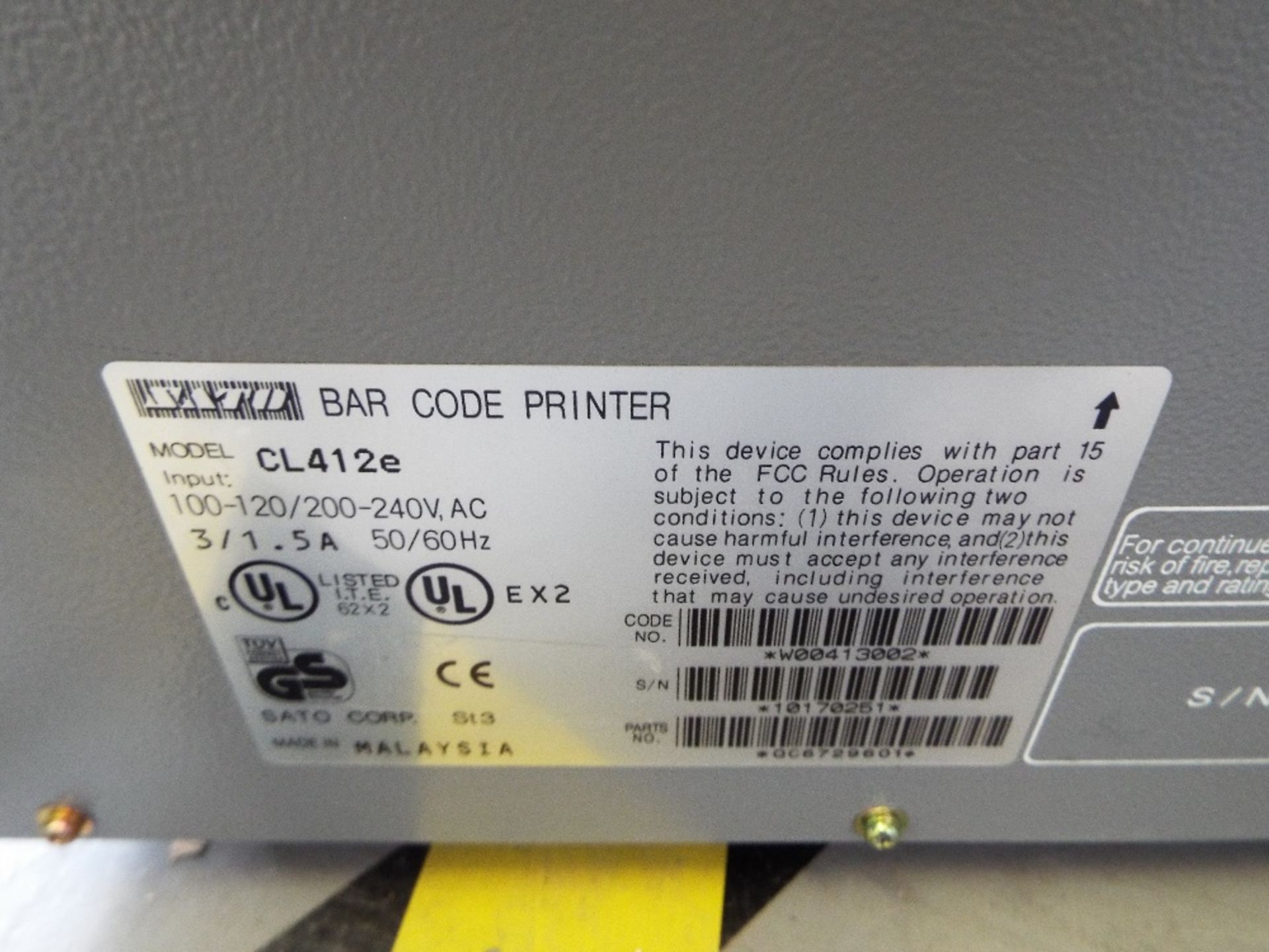 SATO CORPORATION BARCODE PRINTER - Image 3 of 4