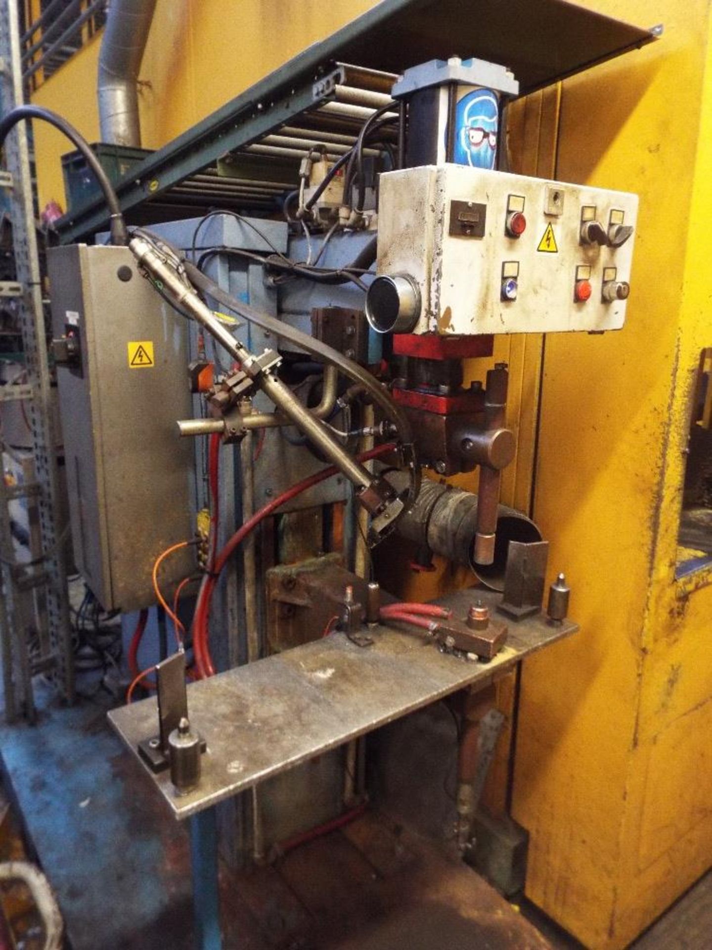 British Federal Projection Welding Rig cw Dengensha Automated Weld Nut Feeder.