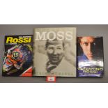 Three motorsport driver related books: 'What If I Had Never Tried It' by Valentino Rossi;