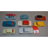 Eight unboxed Tri-ang Spot-On diecast vehicles including a Vauxhall Cresta,