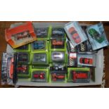 A mixed group of diecast models, mainly boxed or carded,
