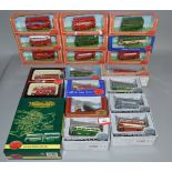 Seventeen boxed diecast bus and coach models in 1:76 by EFE together with two twin mode boxed sets,