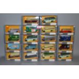 Eighteen boxed Bedford O series diecast models by Corgi including Coach and Pantechnicon vehicles.