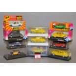 24 x diecast models taxis by Solido, Bburago and similar. Boxed, G-VG.