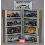 Nine 'Porsche Design Driver's Selection' diecast model cars in 1:43 scale including 911 GT3 Cup and