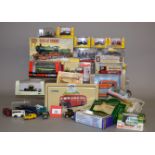 Quantity of assorted diecast models including railway scale, boxed and unboxed. Conditions vary.