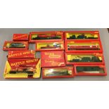 OO gauge. A good selection of Triang rolling stock, including Battle Space. Boxed, G-VG.