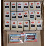 Twenty boxed diecast bus and coach models in 1:76 scale by EFE.