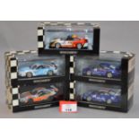 Minichamps. Five Porsche 911 GT3 Cup diecast model cars in 1:43 scale.