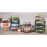 16 x 1:43 scale racing cars by Minichamps, Onyx, Bang, etc. Boxed and appear VG.
