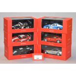 Six boxed IXO diecast model Ferrari cars in 1:43 scale including BB512,