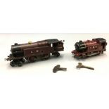 O gauge. Two Hornby clockwork locomotives: No. 2 Special Tank 4-4-2 LMS maroon '2180'; No.
