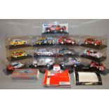 A quantity of boxed diecast model cars in 1:43, mainly rally cars from part works,