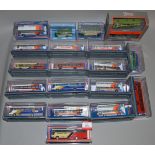 Twenty boxed diecast bus and coach models in 1:76 scale from the Corgi Original Omnibus range.