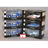 Minichamps. Six Porsche diecast model cars in 1:43 scale including four 356K and two 356L variants.