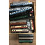 OO gauge. Very large quantity of unboxed coaches by Hornby and similar, includes Dublo. F-VG.