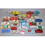 A quantity of unboxed vintage Dinky Toys diecast models, mostly cars, including an Austin Atlantic,