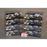 Minichamps. Eight BMW Sauber diecast model Racing Cars in 1:43 scale including F1.06 and F1.