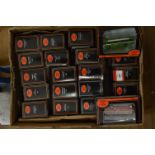 Twenty boxed diecast bus and coach models in 1:76 scale by EFE.