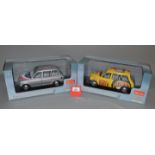 Two Sun Star 1:18 scale diecast model taxis: #1122 1998 TX 1 London Taxi Cab 'American Airlines';