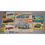 14 x plastic model kits, all cars, by Revell Cadet Series, Airfix-32, etc.