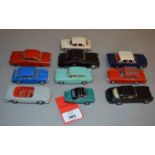 Ten unboxed Tri-ang Spot-On diecast vehicles including a Ford Zodiac,