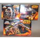 Seven Hasbro Star Wars Revenge of the Sith vehicles: Republic Gunship; two BARC Speeder;