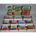 Twenty boxed diecast bus and coach models in 1:76 by EFE.