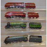 OO gauge. Four unboxed Hornby locomotives, all with changed nameplates: 4-6-2 BR green 'Andrew K.