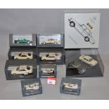 Five boxed Mercedes Benz diecast Taxi models in 1:43 scale together with a further three in 1:87