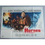 Collection of vintage British Quad film posters including The Heroes of Telemark, Ambush Bay,