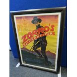 "Zorros Fighting Legion" 1939 fine old Republic Pictures linen backed & framed German film poster.