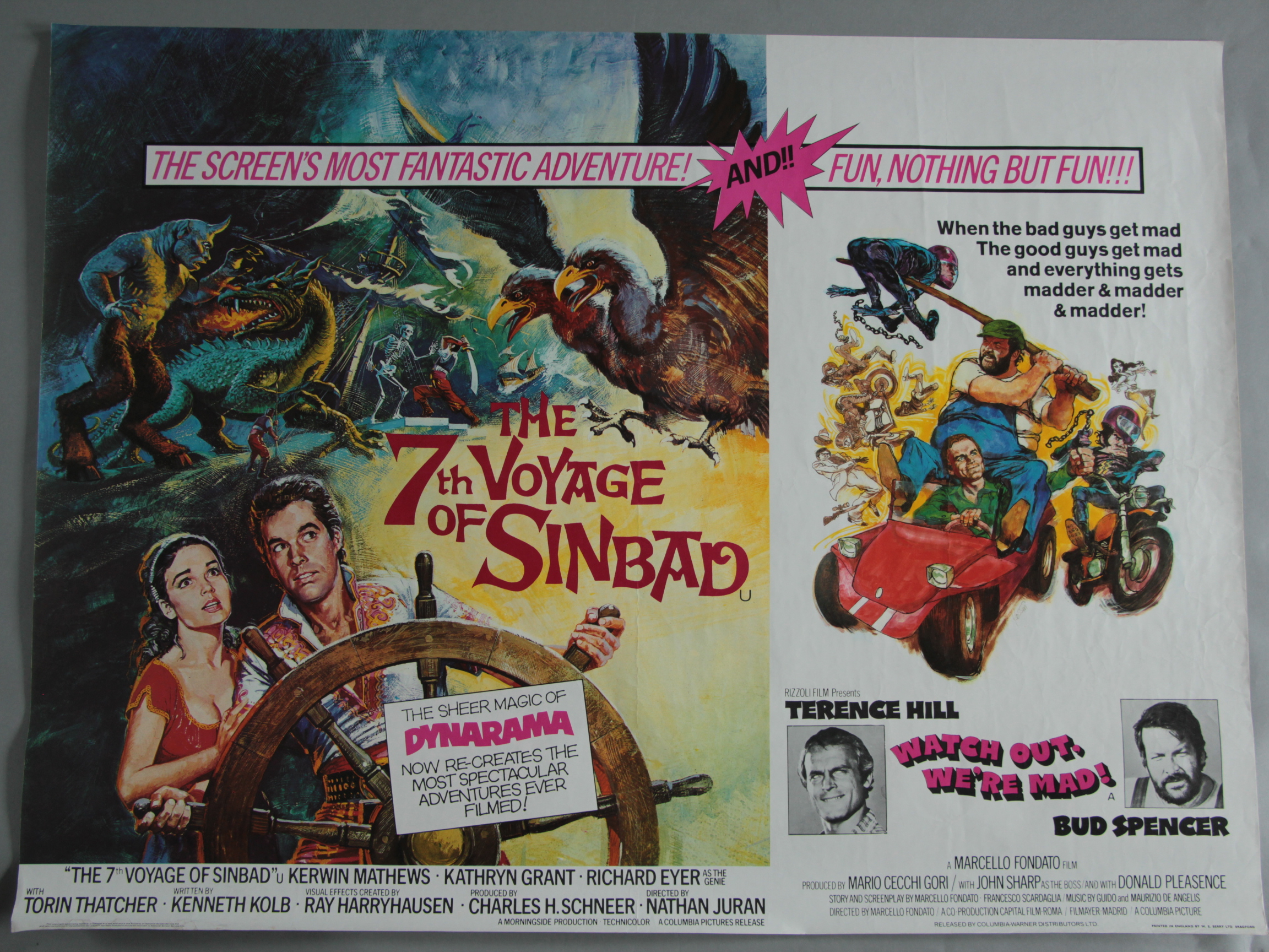 A collection of 13 previously folded now rolled British Quad film posters including "Sinbad and the - Image 3 of 22