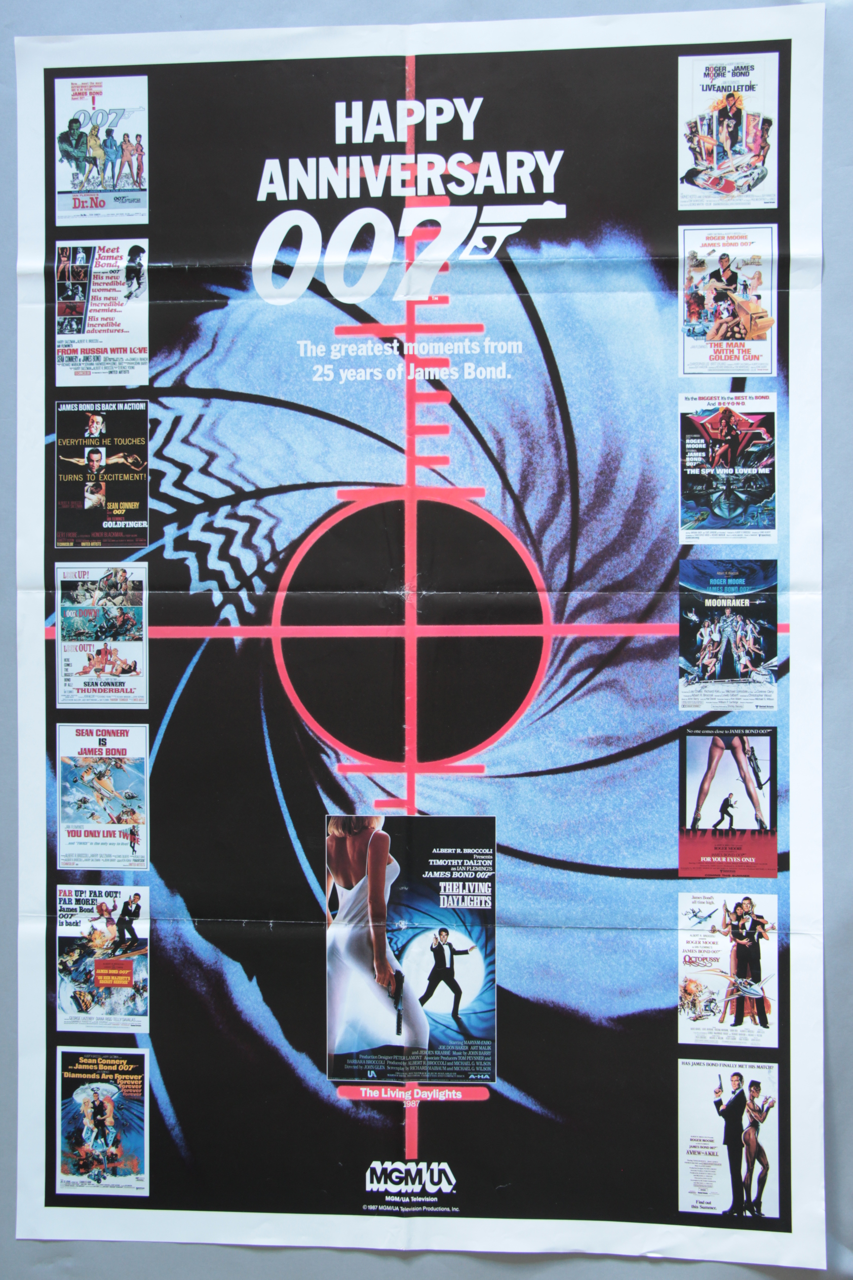 James Bond 25th Anniversary folded film poster 27 x 41 inch featuring art from all the James Bond